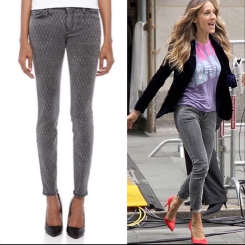 Y2K CURRENT/ELLIOTT THE ANKLE SKINNY FISHNET DENIM JEANS GRAY SIZE 26 EDGY
